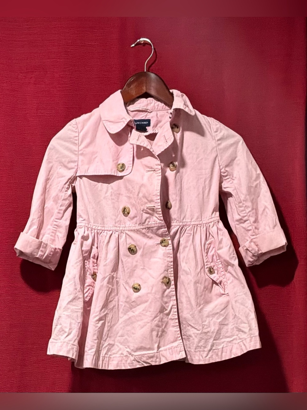 Ralph Lauren Light Pink Double-Breasted Pea Coat for Girls